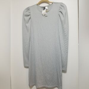 NWT H&M Gray Ribbed Long Sleeve Dress